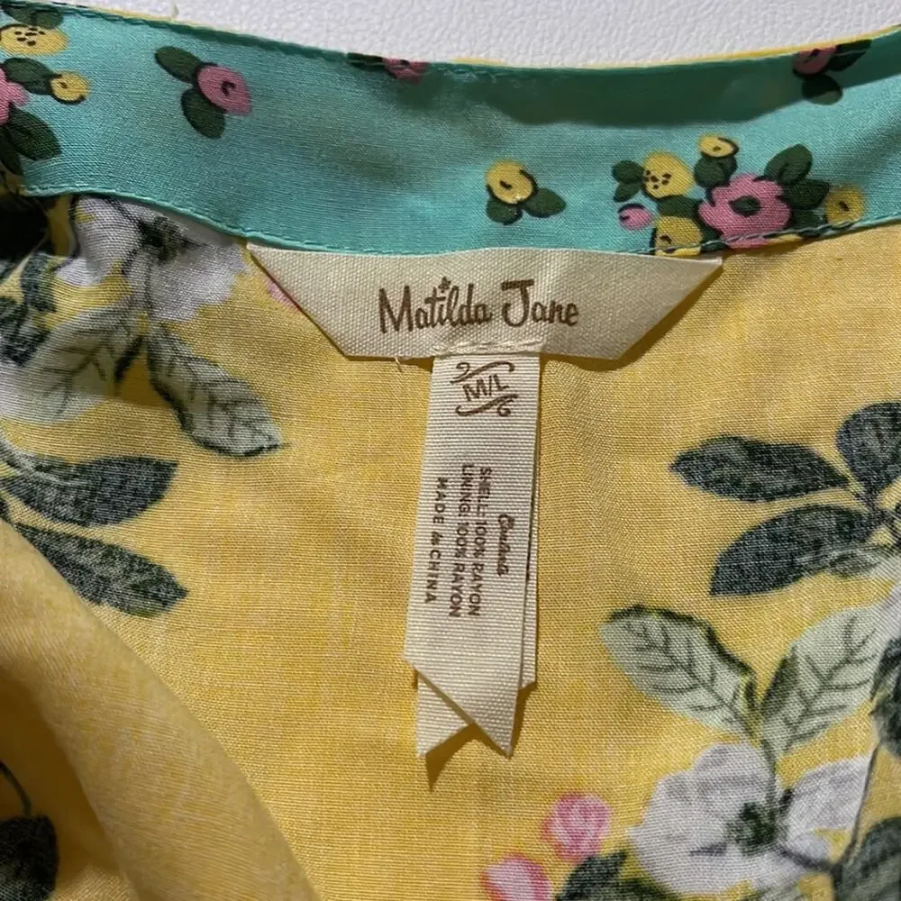 Matilda Jane Yellow and Blue Floral Print Kimono Women's Size M/L - Picture 4 of 5